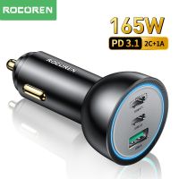 Rocoren 165W Car Charger PD 3.1 140W Quick Charge QC 5.0 USB Type C Car Phone Charger For MacBook Xiaomi iPhone 14 13 Pro Max