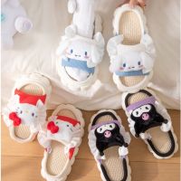 ☁✐ Sanrio Home Slippers Hello Kitty Kuromi Indoor Four Seasons Slippers Women Anti-Sli Shoes Cartoon Comfortable Breathable Shoes