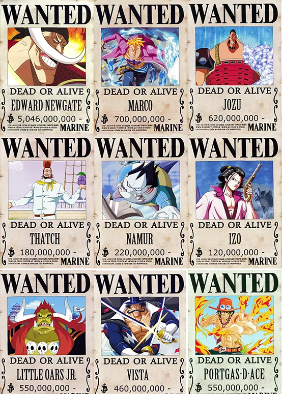 One Piece Wanted Whitebeard Pirates 9 Pcs Poster Straw Hat Cap Pirates Flag Bracelet Brooch T Shirt Decor Japanese Manga Anime Devil Fruit Luffy Zoro Nami Sanji Usopp One Punch Man Naruto My