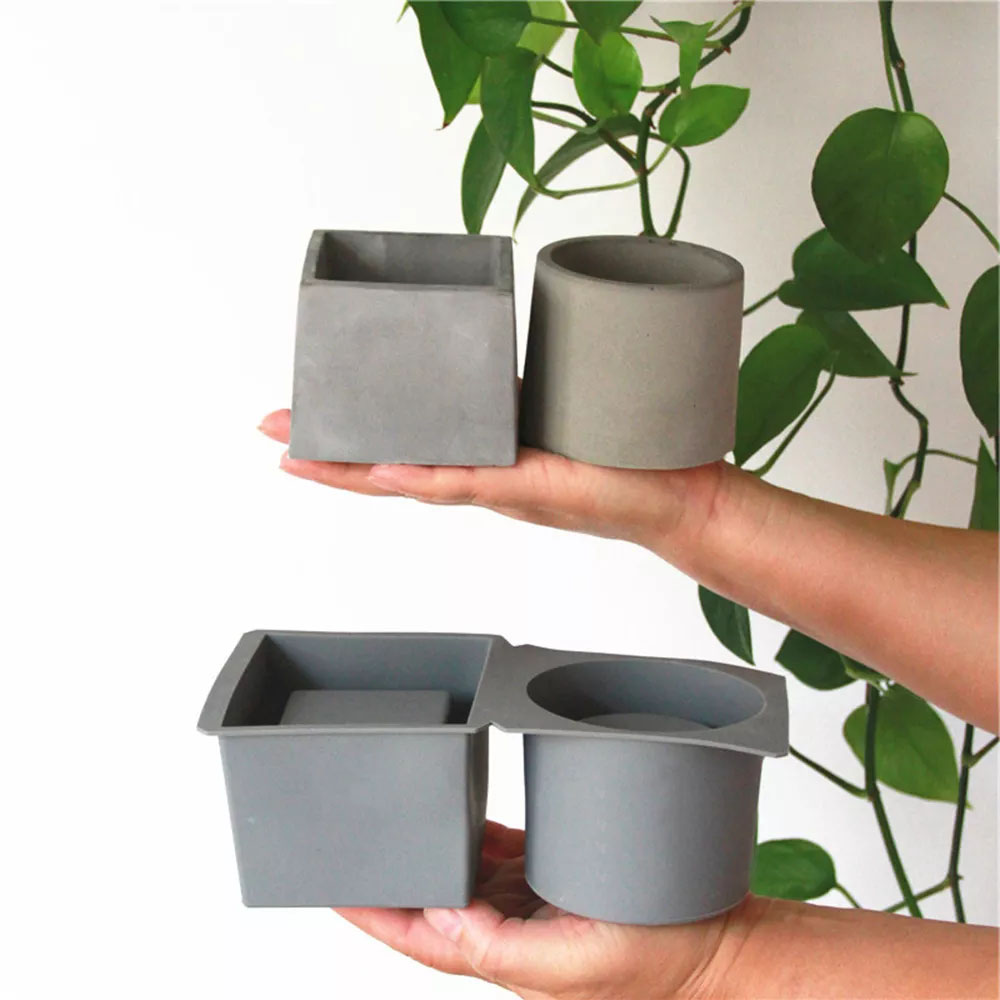 Polygonal Flower Pot Silicone Mold DIY Ceramic Clay Craft Casting Concrete Molds Succulent Plant Pot Mold Cylinder