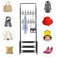 ราว ราวตากผ้าเหล็ก Clothes rack ราวแขวนผ้าอเนกประสงค์ ที่แขวนผ้าประหยัดพื้นที่ ราวแขวนผ้า 2in1 ราวตากผ้าเหล็ก พร้อมชั้นวางของ 3 ชั้น