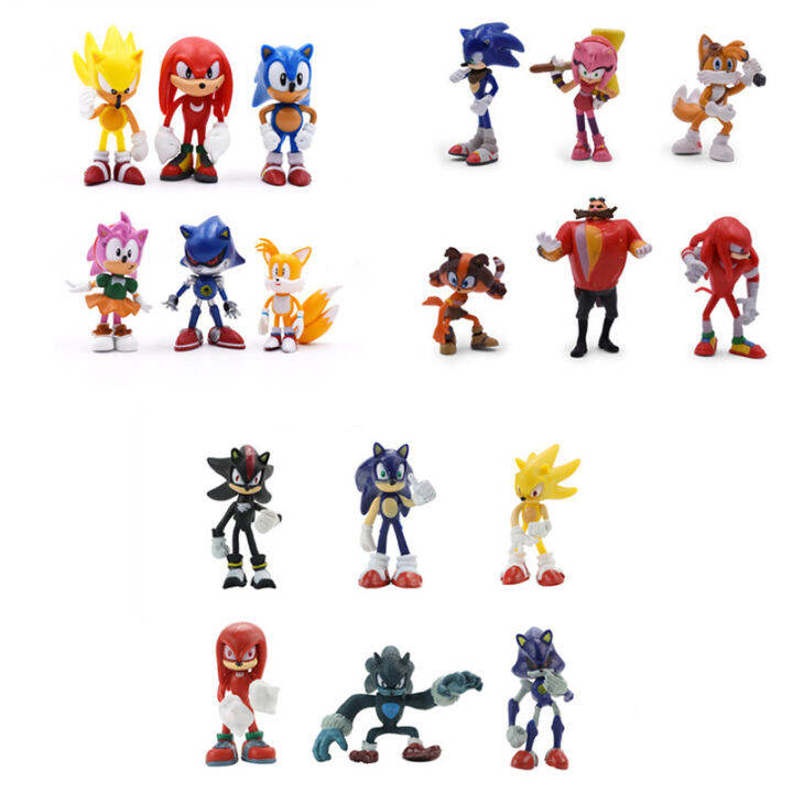 6pcs/set Anime Sonic Action Figures PVC Tails Boom Rare Dr Eggman ...