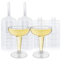 50 Pack Plastic Goblet, 4Oz Stem Disposable Martini Glasses for Parties, Stackable Plastic Cocktail Glasses