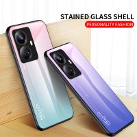 เคสสำหรับ Realme 10 Pro Plus กระจกเทมเปอร์ไล่ระดับสีทีพียูขอบเคสสำหรับ Realme Realme 10 Pro Plus ปลอกกันกระแทกนิ่มฝาแข็ง