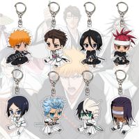 【cw】 Anime Bleach Keychain Fashion Kurosaki Ichigo Ishida Uryuu Kuchiki Rukia Cartoon Figures Chain Accessories ！