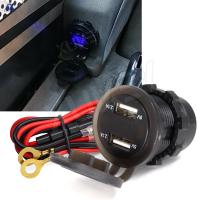 Auto Dual USB Charger เรือ Marine รถจักรยานยนต์ศัพท์ชาร์จแหล่งจ่ายไฟ Outlet Digital Voltmeter จอแสดงผล LED 4.2A 12V Socket