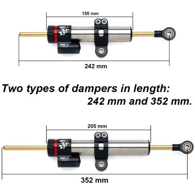 Cnc Motorcycle Steering Damper Universal Stabilizer Accessories Long 352Mm And 242Mm