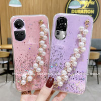 เคสโทรศัพท์ OPPO Reno10 Pro + Plus 5G Phone Case เคส OPPO A78 NFC 4G ซองนุ่มใสซิลิโคนท้องฟ้าเต็มไปด้วยดวงดาวแวววาวพร้อมสายรัดข้อมือสร้อยข้อมือไข่มุก2023