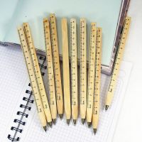 5pcs Wooden 0.7mm Black Multifunction Ballpoint Pens Creative Ruler Tool  Pens School Office Writing Supplies Korean Stationery Pens