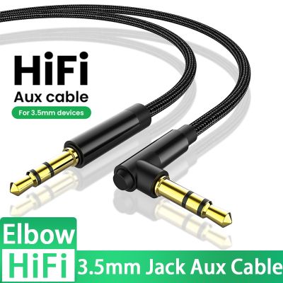 3.5mm Jack Audio Cable 90 Degree Elbow Male to Straight Male Aux HiFi Cable For Samsung S20 Car Headphone MP3/4 Aux Cord Wire