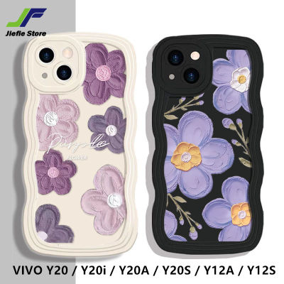 JieFie ภาพวาดสีน้ำมันใหม่โทรศัพท์มือถือดอกไม้เคสสำหรับ VIVO Y20 / Y20i / Y20A / Y20S / Y12A / Y12S ขอบลอน TPU เคสป้องกันทนแรงกระแทก
