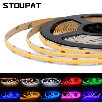 Flexible COB LED Tape Lights DC12V 24V 240 384 480 LEDs High Density FOB LED Strip Light Bar Ribbon 8mm Linear Dimmable RA90