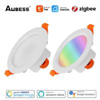 7W Tuya Zigbee Smart Downlight Dimmable RGBCW Led Ceiling Lights Smart Life APP Control Work With Alexa Home SmartThings
