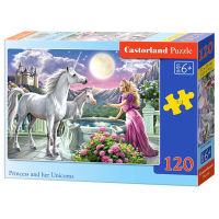 Castorland Poland นำเข้าจิ๊กซอว์สำหรับเด็ก 120 ชิ้น The princess and her unicorn 13098