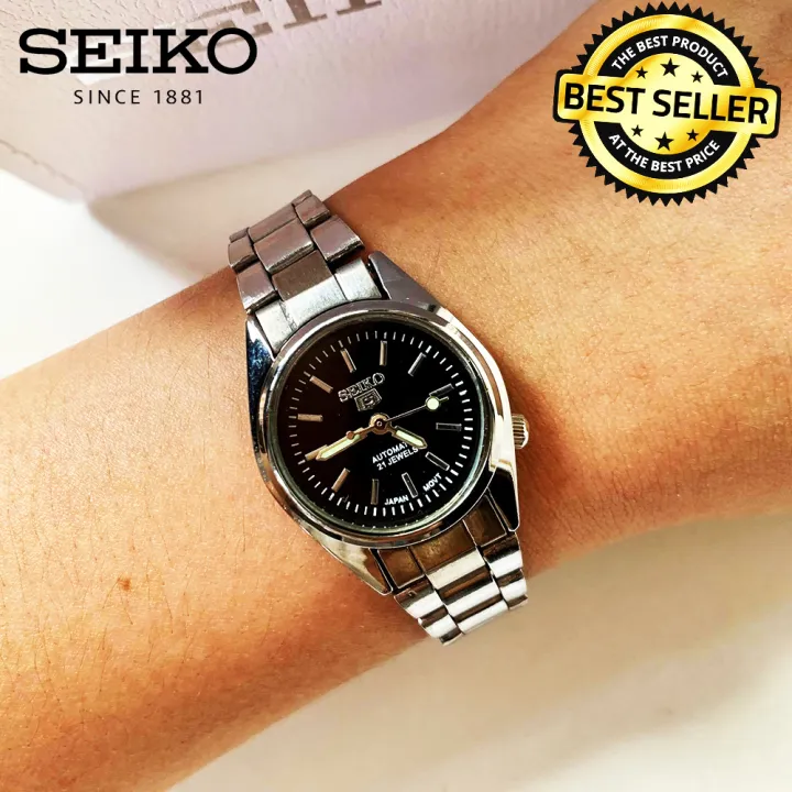 Seiko Black Dial Silver Plated Stainless Steel Watch for Women | Lazada PH