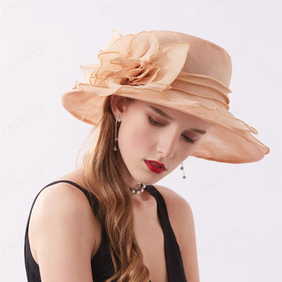 Angus หมวกพับได้สไตล์ยุโรปและอเมริกัน ด้ามอ่อนชนิดเส้นผ้าเย็บลายผีเสื้อมุม หมวกกันแดดสำหรับผู้หญิงในช่วงฤดูร้อน