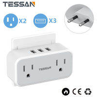 Thailand to European Travel Plug Adapter, TESSAN US to Europe Power Adaptor with 2 Outlets 3 USB Charger, Type C International Converter for EU Italy Spain France Germany Iceland Greece Israel Norway