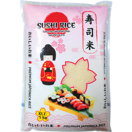 Gói lớn 5 kg gạo làm sushi giống nhật japonia vn angimex kitoku sushi rice - ảnh sản phẩm 1