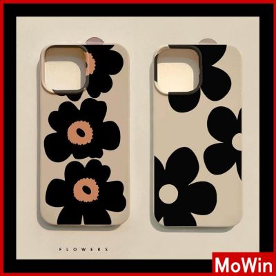 Mowin - เข้ากันได้สำหรับ เคสไอโฟน เคสไอโฟน11 สำหรับ iPhone 14 เคส สีกากีสีเทาเคส อ่อนกันกระแทกกล้องป้องกันศิลปะสไตล์ดอกไม้เข้ากันได