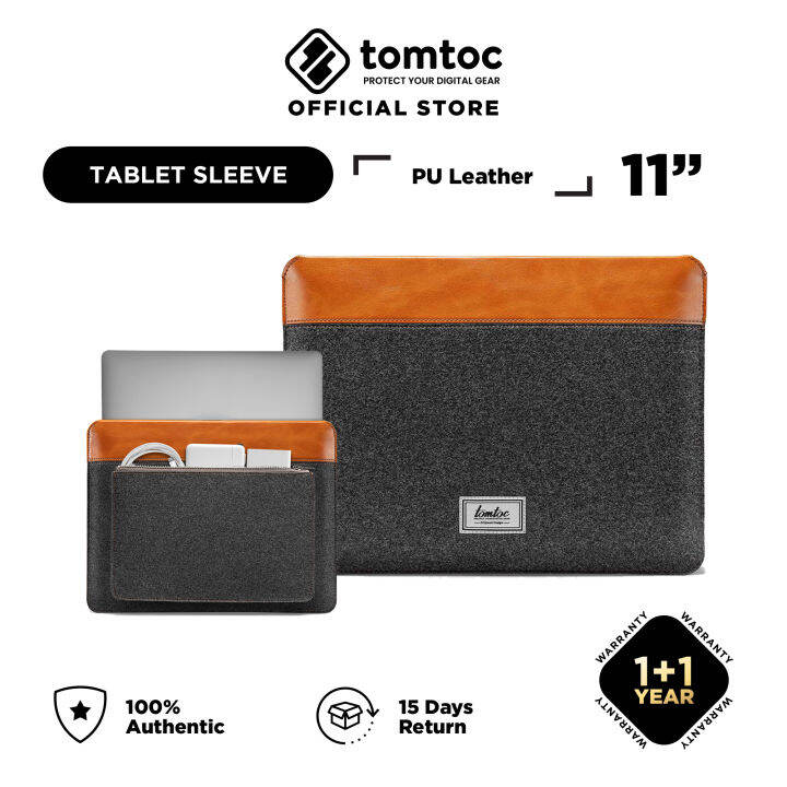 tomtoc 11 Inch Felt & PU Leather Tablet Sleeve Bag iPad Pro & Air