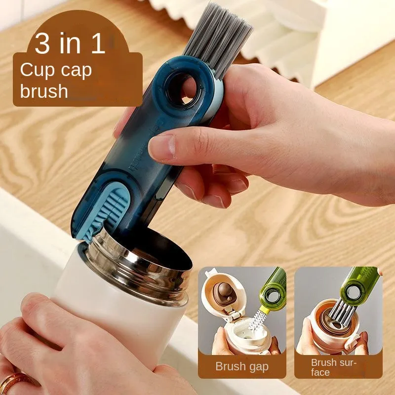Three-in-one cup lid gap cleaning brush white 2 
