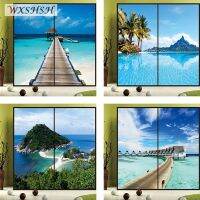 New Custom No Glue Static Cling Window Film Patterns of Seascape Glass Film Stained Opaque/Frosted Landscape Glass Sticker