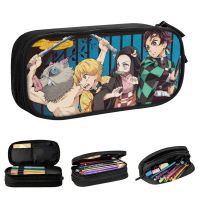 Classic Demon Slayer Pencil Case Kimetsu No Yaiba Anime Pencil Pouch Pen for Student Large Storage Bag Office Zipper Stationery