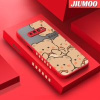 JIUMOO เคสปลอกสำหรับ Samsung Galaxy S10 4G S10 Plus S10 Lite เคสเต็มหน้าจอลายหมีบางมีน้ำค้างแข็งโปร่งใสแข็งขอบสี่เหลี่ยมกันกระแทกปลอกซิลิโคนเคสป้องกันคลุมทั้งหมด Softcase