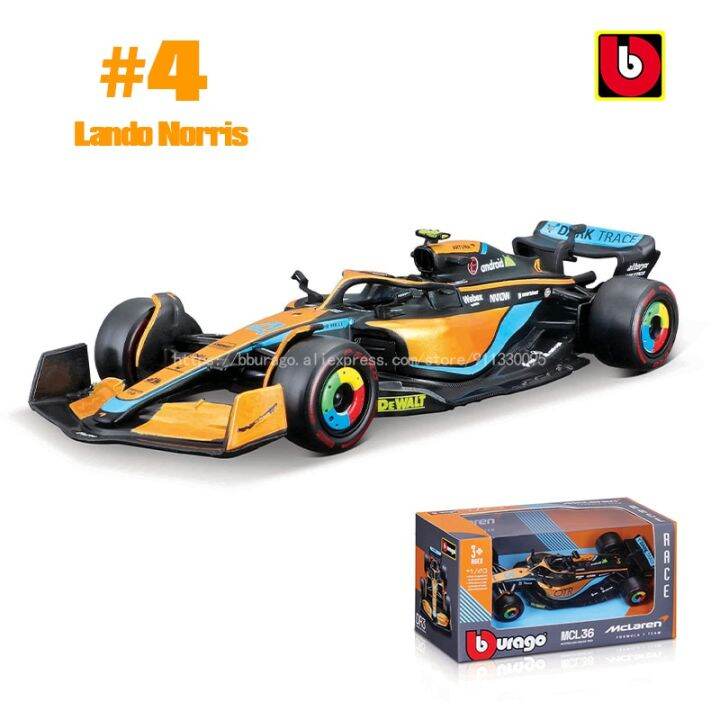 urago-f1-2022-mcl36-mclaren-3-daniel-ricciardo-4-lando-norris-alloy-รถหรูรถขึ้นรูปของเล่นโมเดล