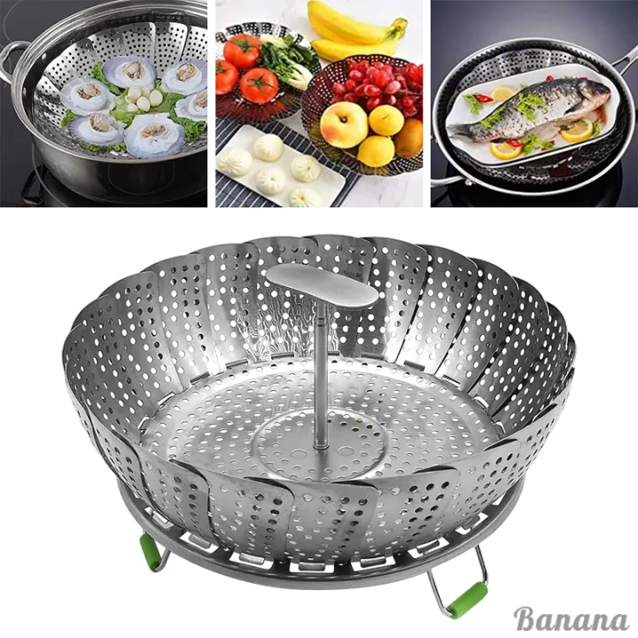 Steamer Basket,Stainless Steel Vegetable Steamer Basket,Folding Steamer