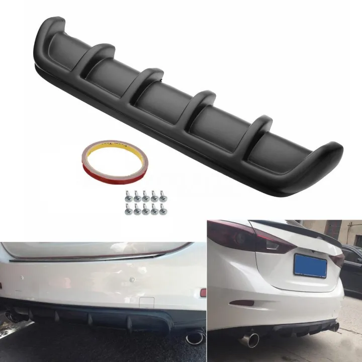 Rear Bumper Diffuser Universal Black ABS Air chin 6 Fin Shark Diffuser ...