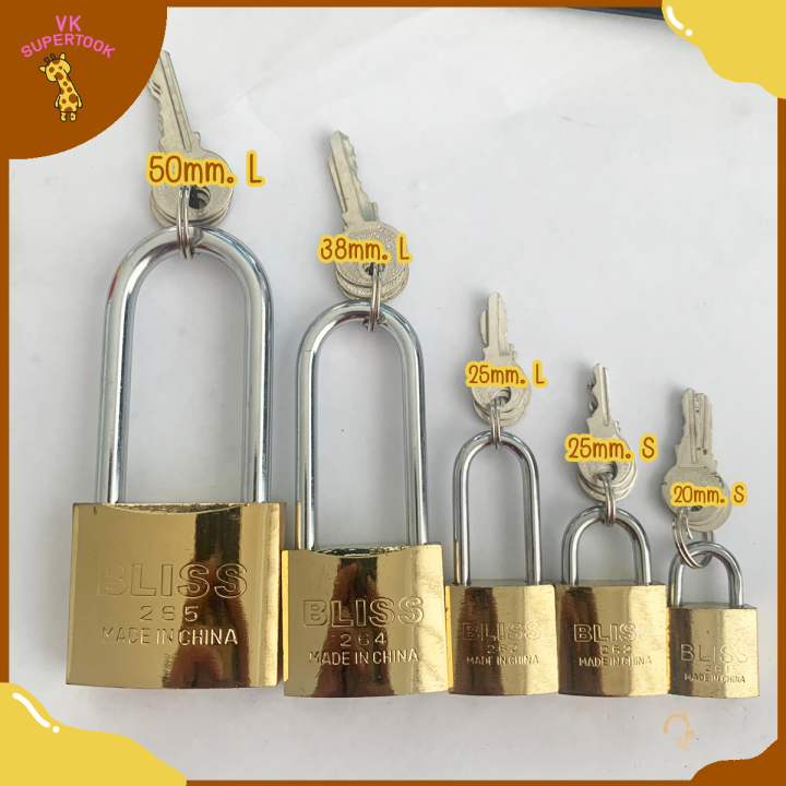 กุญแจทองเหลือง-กุญแจ-กุณแจทอง-กุญแจสำหรับล็อค-bliss-ระบบสปริงค์-พร้อมลูกกุญแจสำรอง-3-ดอก