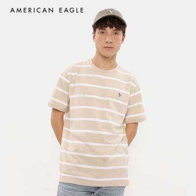 American Eagle Striped Pique T-Shirt เสื้อยืด ผู้ชาย ลายตรง (NMTS 017-3088-207)