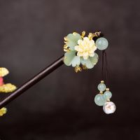 (Rui baoG)หยกหินดอกไม้ผม Sticks Hairpin Charm Jadeite เครื่องประดับแกะสลัก Amulet แฟชั่นอุปกรณ์เสริมธรรมชาติของขวัญจีนสำหรับผู้หญิง