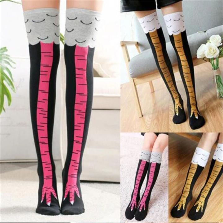 Chicken Socks Long Cartoon Leg Funny Stockings Feet Cotton Knee Thigh Over  Paws