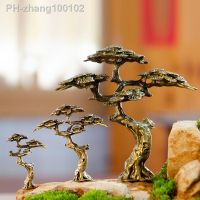 Miniature Figurine Welcome Pine Copper Small Faux Tree Decor for Bonsai Tree Statues Miniature Landscape Decorations DIY