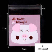 Kyasi 100ชิ้น/แพ็ค Cartoon Cookie Candy self-adhesive bags บิสกิตขนมถุงอบ