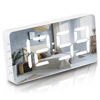 Digital Alarm Clock Large Mirrored LED Clock Snooze Function Dimming Mode Beside Clock for Bedroom Decor