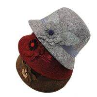 Women Linen Fedoras Elegant Flower Fedora Retro British Lady Church Hats Classic Jazz Cap Female Bowler Hat Gorras Casquette