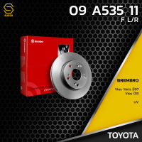 brembo จานเบรค หน้า TOYOTA VIOS YARIS S NCP 90 93 150 07-13 / UV ตรงรุ่น 09.A535.11 - จาน ดีส ดรัม เบรค เบรก เบรมโบ้ แท้ 100% โตโยต้า วีออส ยาริส 435120D080 / 435120D100 / 435120D200 / 435120D250 / 4351252130 BENDIX RUNSTOP TRW