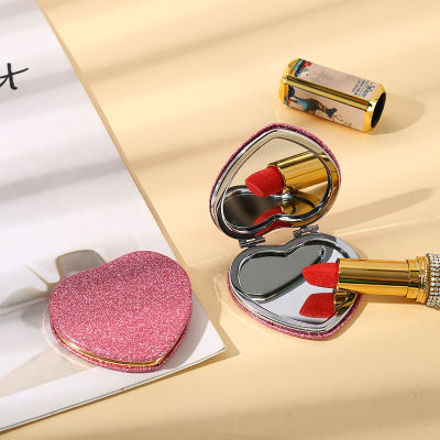 Pocket-sized Mirror Love-themed Compact Mirror Portable Round Mirror Foldable Makeup Mirror Student Makeup Mirror