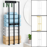 INI Bathroom Towel Rack Heavy Duty Punch Free Towel Storage Holder Saving Sapce Towel Shelf