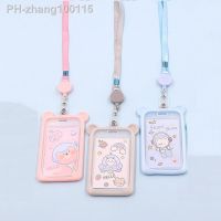 Cartoon Bear Card Holder Bank Identity Bus ID Card Sleeve Case with Lanyard Plastic Silicone Material Credit Cover Students Gift