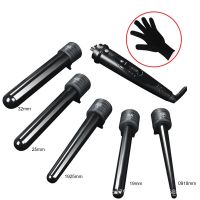 【LZ】✿∏  5 em 1 ferro de ondulação do cabelo profissional vacilar pêra flor cone elétrica rolo curler curling wand