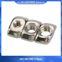 50Pcs M3 M4 M5 Carbon steel T type Nuts T-Nuts Fastener Aluminum Connector For EU Standard 2020 Industrial Aluminum Profile Hand Tool Parts Accessorie