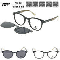 ?กรอบแว่นตา GEZE 1ClipOn รุ่น G5182-C2 สีดำ-ขาเล่นสี ฟรีคลิปออนกันแดดสีดำ Polarized เปลี่ยนเป็นแว่นตากันแดด ป้องกันแสงแดด รังสี UVA UVB UV400