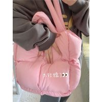 ♚ Korean style womens bag 2023 new versatile shoulder bag autumn and winter down jacket bag large capacity fashion handheld tote bag