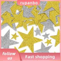 RUPANBO039392692 200pcs 4ขนาด5.5ซม. + 4.5ซม. + 3.5ซม. + 2.5ซม. สติกเกอร์โฟมรูปดาวระยิบระยับ เงินและทอง กระดาษสำหรับตกแต่ง สติกเกอร์โฟมประกาย เนื้อพอง สติกเกอร์ติดแน่น สติกเกอร์ติดด้วยตนเอง ผู้ใหญ่และเด็ก