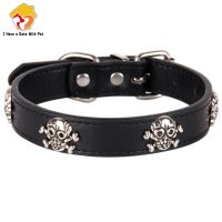 【LZ】 I Have Date With Pet Leather Skull Dog Accessories Dog Collar Personalized Cat Strap for Small Medium Dogs Red Blue Pet Supplies