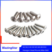 5/10/20/50PCS Hexagon Hex ซ็อกเก็ตหัวปุ่มรอบ Allen Bolt สกรู 304 A2 สแตนเลส m2 M2.5 M3 M4 M5 M6 M8 M10 ISO7380-shajit